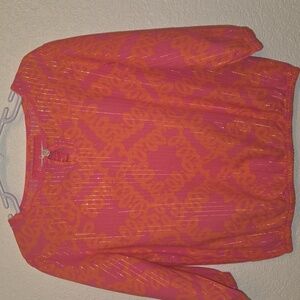 Lilly Pulitzer Pink and Orange With A Gold Sparks  Kids  Fancy Blouse
